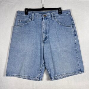 Wrangler Authentic Mens Blue Denim Shorts Light Wash Size 34 Relaxed Fit